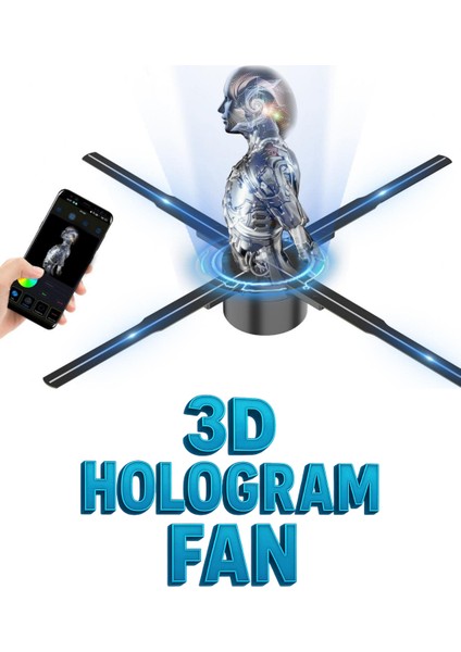 3D Hologram LED Fan 65CM, 176° Görüş Açısı Wifi ve App Kontrolü modelleri