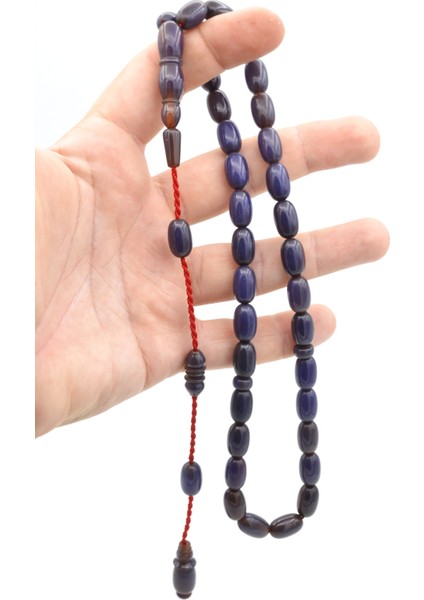 Usta Işi Sistemli Badem Kesim Koyu Mavi Katalin Tesbih modelleri