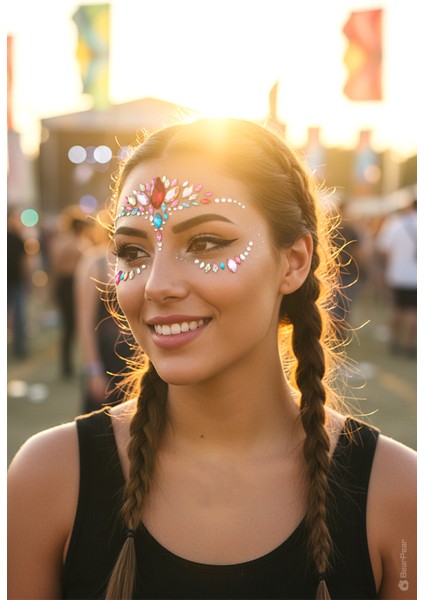 Rainbow Kendinden Yapışkanlı Kristal Yüz Taşı Face Gems