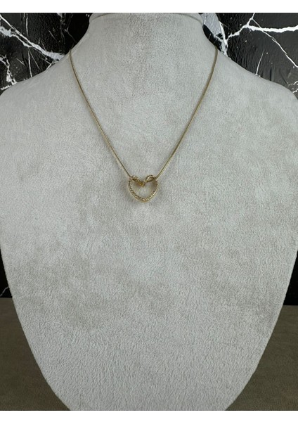 Düğüm Kalp Taşlı Çelik Kolye