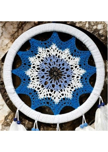 Petrol Mavisi Nazar Motifli Kuş Tüylü Duvar Süsü modelleri