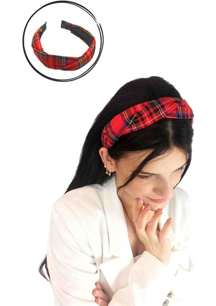 Iskoç Ekose Kumaş Desenli Burma Detaylı Taç