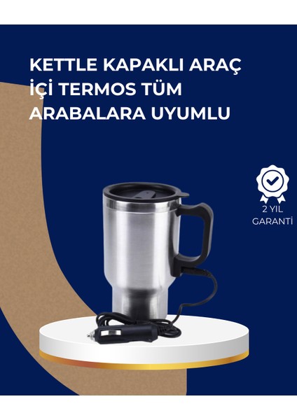 Araç Içi Paslanmaz Çelik Isıtıcı Termos Bardak 12V Çakmak Girişli