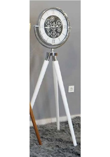 Mim Beyaz Tripod Çarklı Ayaklı Saat