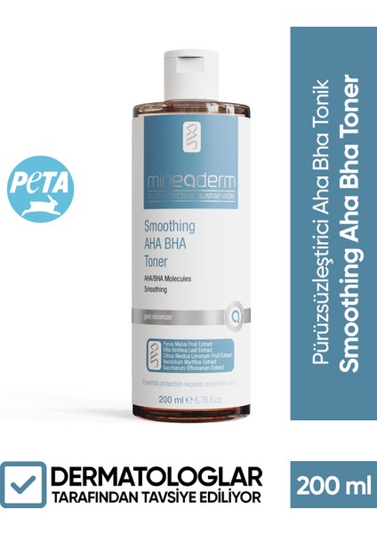 Smoothing AHA BHA Toner 200 ml Cilt Bakımı için Gözenek Sıkılaştırıcı Etki