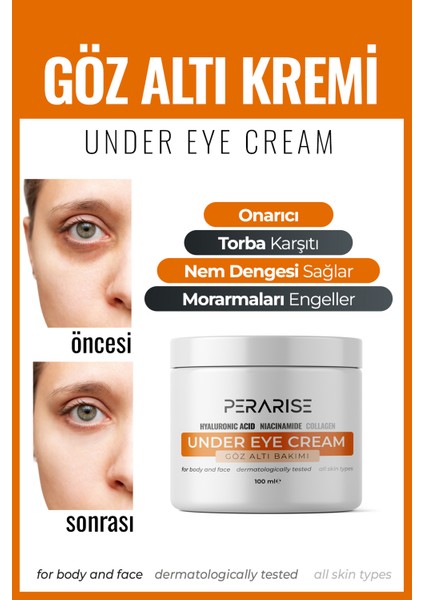 Göz Altı Torbası, Göz Çevresi Koyu Halka Morluk ve Gözaltı Bakım Kremi 30 ml