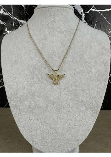 Anka Kuşu Figürlü Çelik Kolye Gold