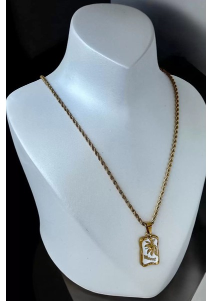 Altın Renk Yaprak Figürlü Çelik Kolye fiyatları