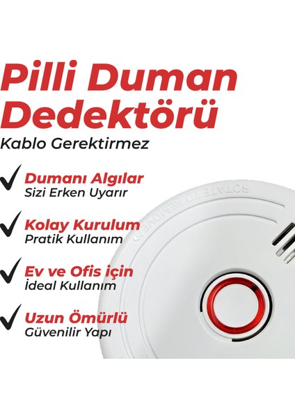Pilli Duman Dedektörü 85 Desibel 9V Pil Hediyeli fiyatları