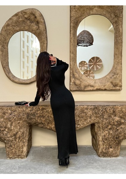 Gömlek Yaka Triko Uzun Kadın Elbise modelleri