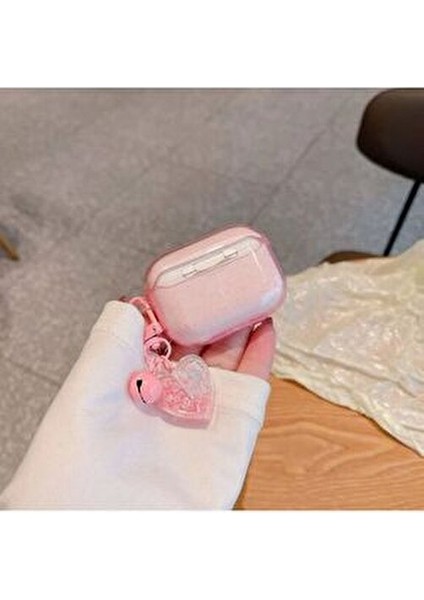 Airpods Pro 2. Nesil Uyumlu 3D Simli Pembe Kalp Kopçalı Kulaklık Kılıfı fiyatları