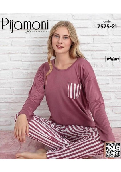Kadın Milansıfır Yaka Iki Renki Pijama Takımı fiyatları
