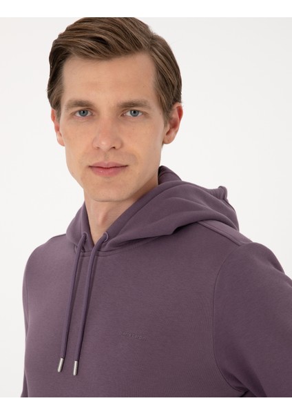 Erkek Mor 2 Iplik Regular Fit Içi Polarlı Kapüşonlu Basic Sweatshirt 50314055-VR038 fiyatları
