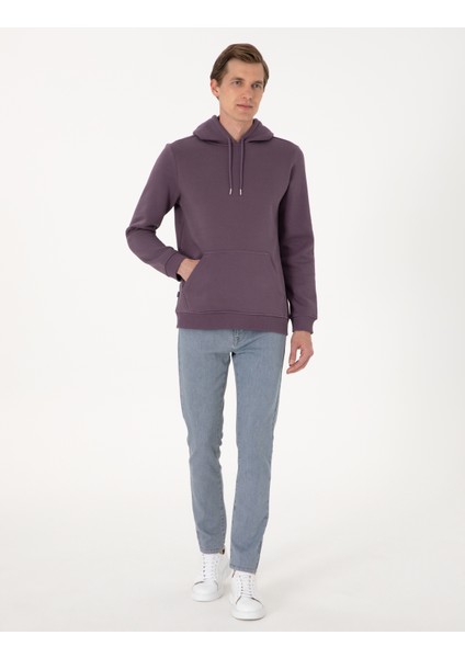 Erkek Mor 2 Iplik Regular Fit Içi Polarlı Kapüşonlu Basic Sweatshirt 50314055-VR038 fırsatları