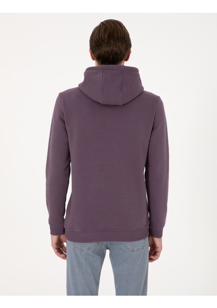 Erkek Mor 2 Iplik Regular Fit Içi Polarlı Kapüşonlu Basic Sweatshirt 50314055-VR038 indirimleri