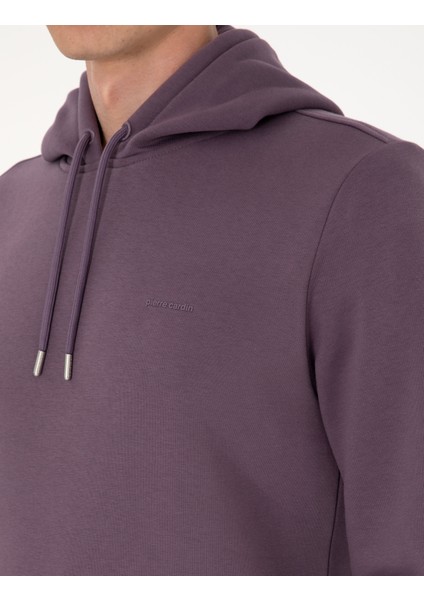 Erkek Mor 2 Iplik Regular Fit Içi Polarlı Kapüşonlu Basic Sweatshirt 50314055-VR038