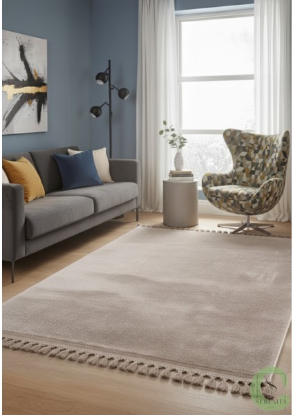 Post/peluş Yıkanabilir Kaymaz Taban Yumşacık Vizon Örgü Saçaklı Modern ve Şık Salon Oturma Odası Mutfak Çocuk Odası Koridor Antre Halısı