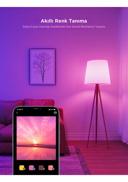 Wifi + Bluetooth 800 Lümen Uygulama Kontrollü Akıllı Ayarlanabilir Modlu LED Ampul