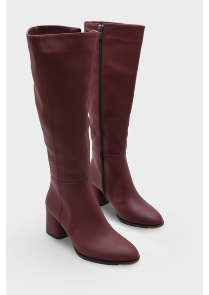 Oval Burunlu Yandan Fermuarlı Topuklu Kadın Çizme
