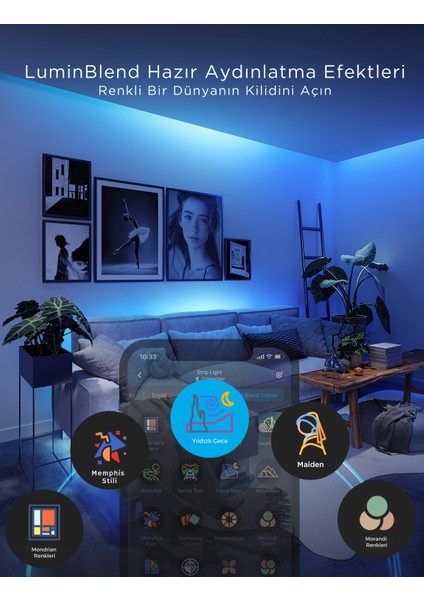 Rgbwwıc Matter Destekli Kesilebilir LED Şerit 2 Pro 5 Metre, Uygulama Üzerinden Kontrol