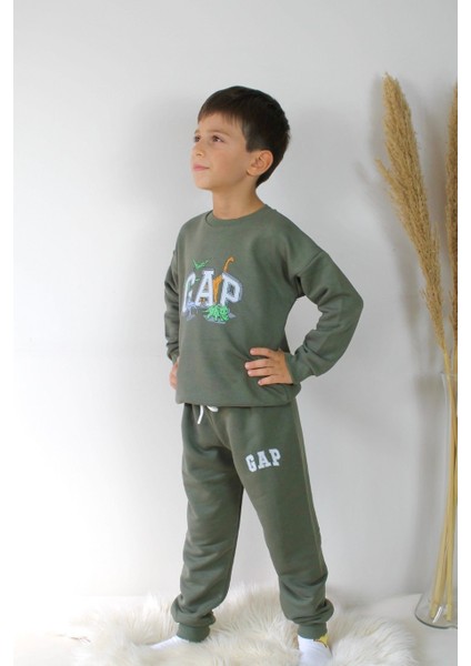 Matu Kids Haki Dinazor Baskılı Erkek Çocuk 3 Iplik Eşofman Takım 3/10 Yaş fiyatları