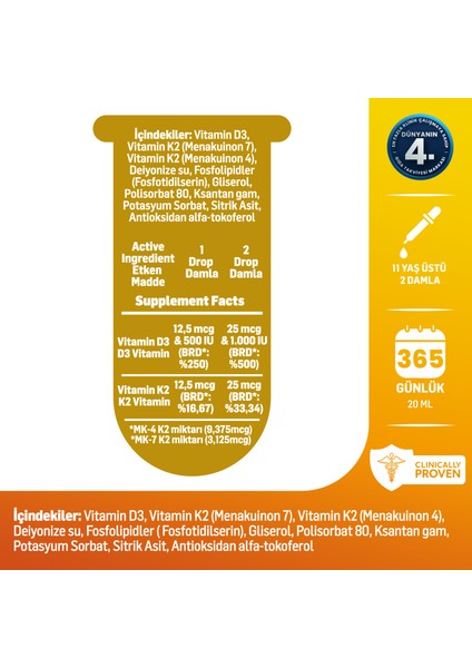 Lipozomal D3 K2 Vitaminleri Akıllı Gıda Takviyesi fiyatları