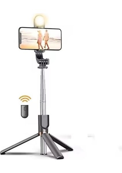 Live K8 LED Tripod Selfie Çubuğu 130 cm Işıklı Bluetooth Kumandalı 360° Döndürülebilir Başlık