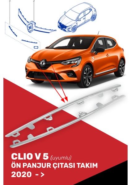 Clio V 5 Ön Panjur Çıtası Takım, 960109845R