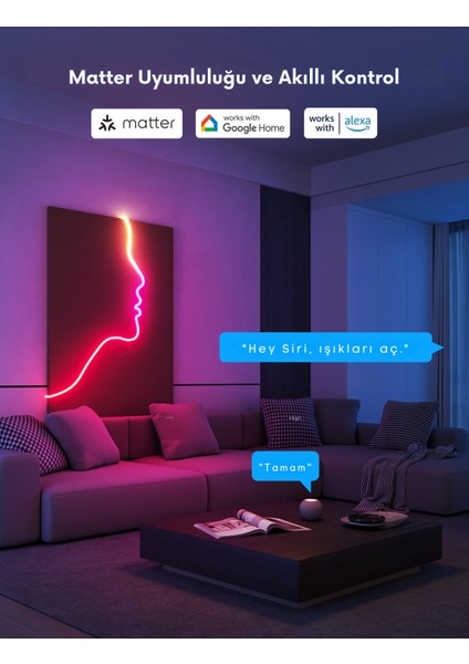 Neon LED Şerit 2.nesil Beyaz Renk Yüksek Parlaklık ve Esnek Malzeme 5m