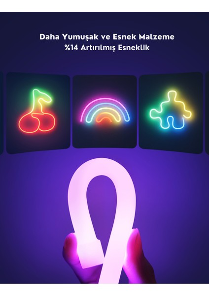 Neon LED Şerit 2.nesil Beyaz Renk Yüksek Parlaklık ve Esnek Malzeme 5m