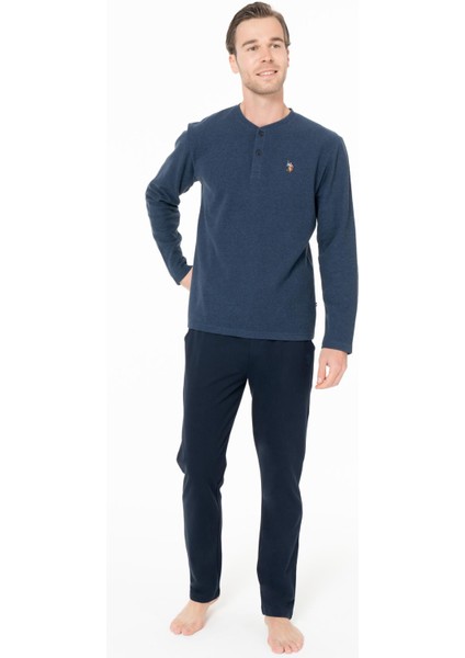 Erkek Düğmeli Yaka Uzunkol Kışlık Pijama Takım