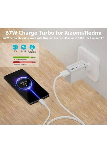 67W Redmi Note Poco Oppo Realme Vivo Tecno Şarj Aleti Type C 67W Ultra Hızlı modelleri