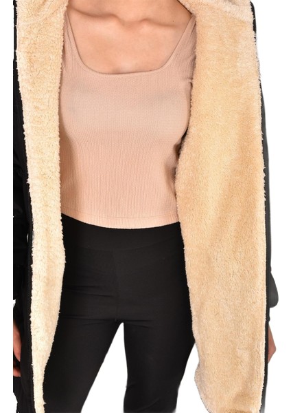 Kız Çocuk Kışlık Mont Kürk Kapüşonlu Uzun Mont (Basen Diz Arası BOY)-MNT-0010