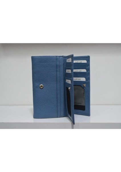 Kadın Açık Mavi Naomi Hakiki Deri Çok Bölmeli Cüzdan fiyatları