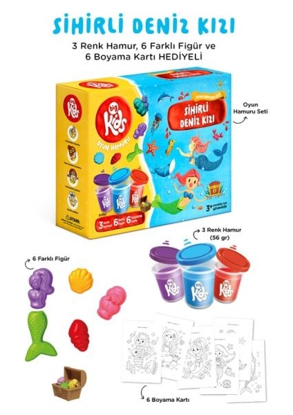 Sihirli Deniz Kızı Oyun Hamuru Seti (15 Parça - 344 Gr)