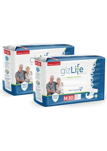 Gızlıfe Yetişkin Hasta Bezi Bel Bantlı Orta Boy Medium 60'Lı