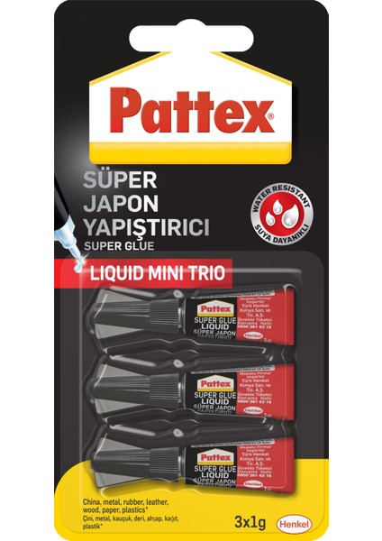 Süper Japon Yapıştırıcı 3x1 gr Suya Dayanıklı Kırtasiye Kullanımı için Pratik