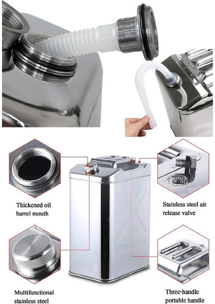 Paslanmaz Çelik Benzin Bidonu Taşınabilir Yakıt Tankı Metal Benzin Bidonu 20 Lt fırsatları