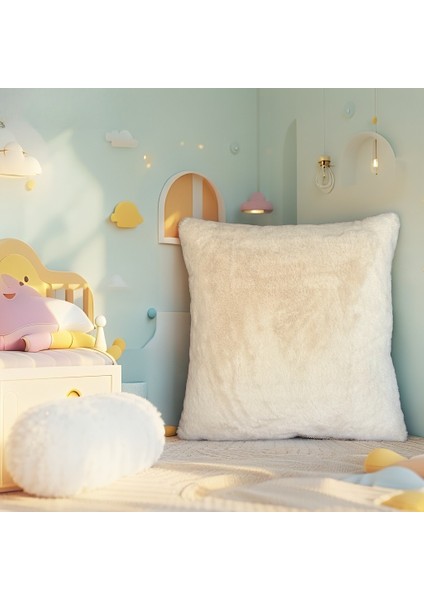 Beyaz Pullu Peluş Dekoratif Yastık - Şık ve Modern Tasarım