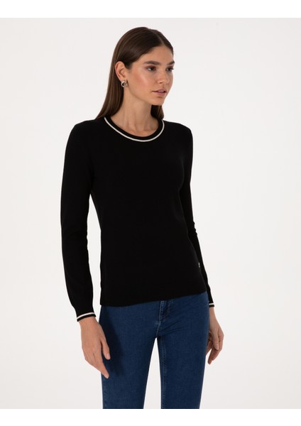 Kadın Siyah Slim Fit Basic Kazak 50315910-VR046 modelleri