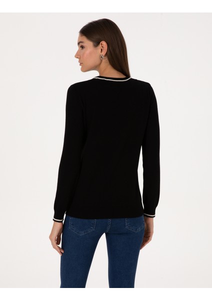 Kadın Siyah Slim Fit Basic Kazak 50315910-VR046 indirimleri