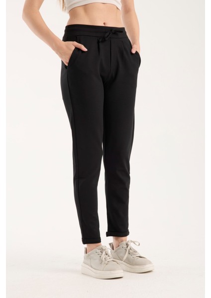 Kadın Bağcıklı Spor Tarz Dar Paça Pantolon – Rahat ve Modern Kesim 4001