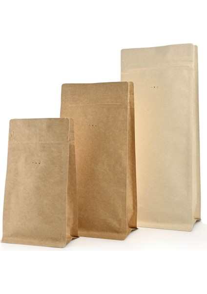 Valfli Flat Bottom Kraft Alüminyum Önden Kilitli Ambalaj 12,5X27,5+4,5 CM-500 Gr. 750 Adet indirimleri