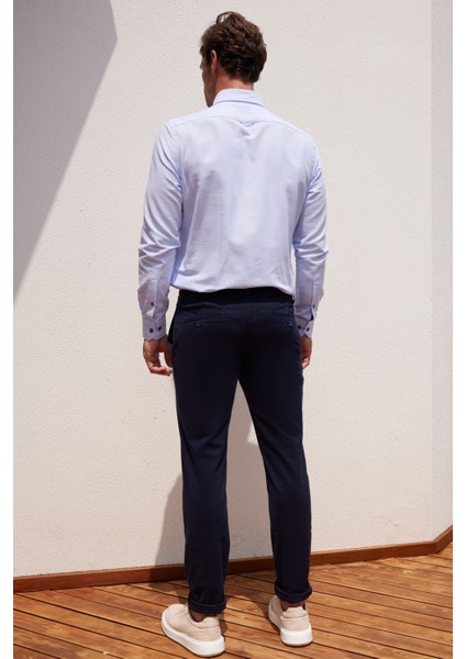 ALTINYILDIZ CLASSICS Erkek Lacivert Slim Fit Dar Kesim Pamuklu Esnek Rahat Chino Pantolon