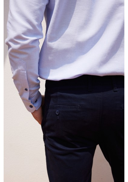 ALTINYILDIZ CLASSICS Erkek Lacivert Slim Fit Dar Kesim Pamuklu Esnek Rahat Chino Pantolon