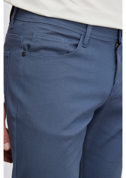 Erkek Petrol Slim Fit Dar Kesim 5 Cep Armürlü Esnek Pantolon