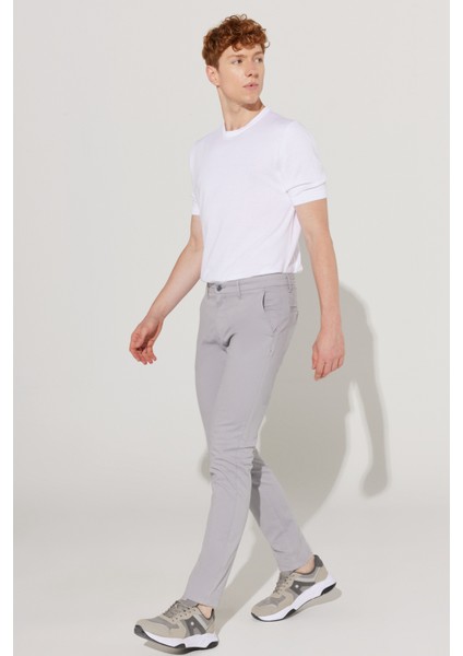 ALTINYILDIZ CLASSICS Erkek Gri Slim Fit Dar Kesim Pamuklu Esnek Rahat Chino Pantolon indirimleri