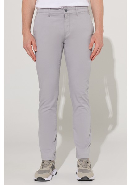 ALTINYILDIZ CLASSICS Erkek Gri Slim Fit Dar Kesim Pamuklu Esnek Rahat Chino Pantolon