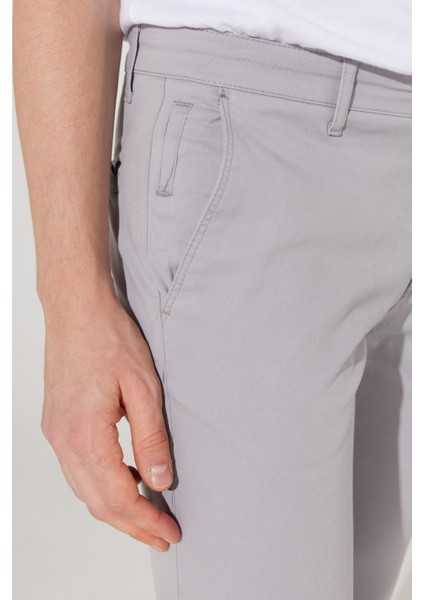 ALTINYILDIZ CLASSICS Erkek Gri Slim Fit Dar Kesim Pamuklu Esnek Rahat Chino Pantolon
