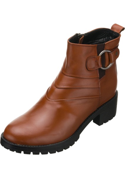 YSM26 Taba Dana Deri Rahat Şık Konforlu Taban Kadın Kışlık Bot